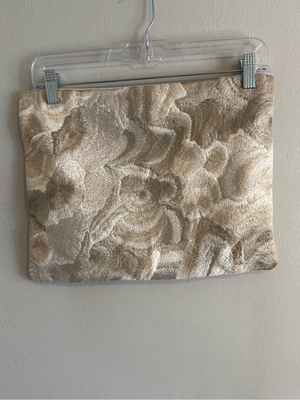 WEST ELM Ivory Beige EMBROIDERED GARDEN Textured Lumbar Pillow Cover 12” X 16”